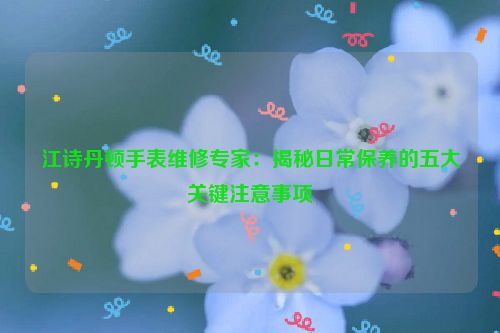 江诗丹顿手表维修专家：揭秘日常保养的五大关键注意事项